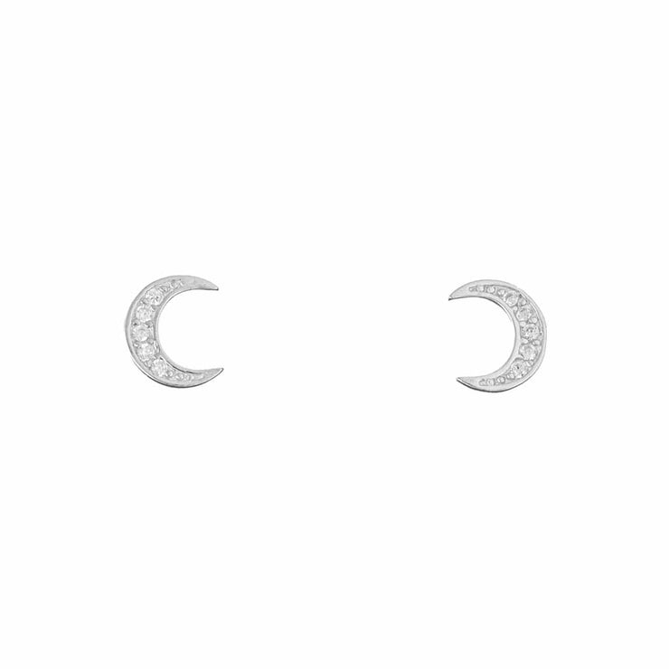 Shiny Moon Silver Stud Earring
