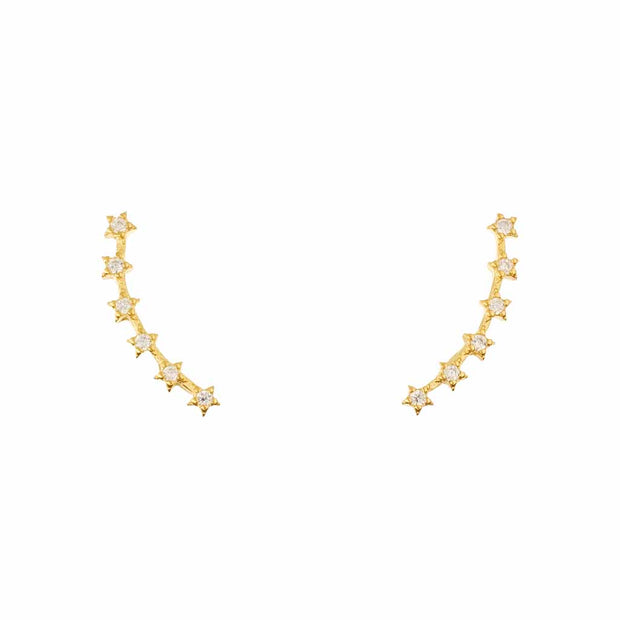 Five Shiny Stars Gold Earrings