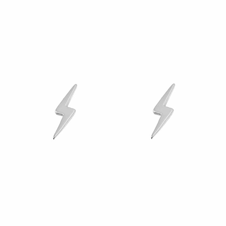 Lightning Bolt Silver Stud Earrings