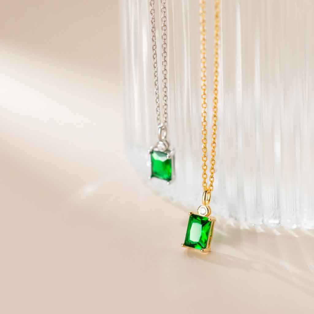 Square Emerald  Necklace