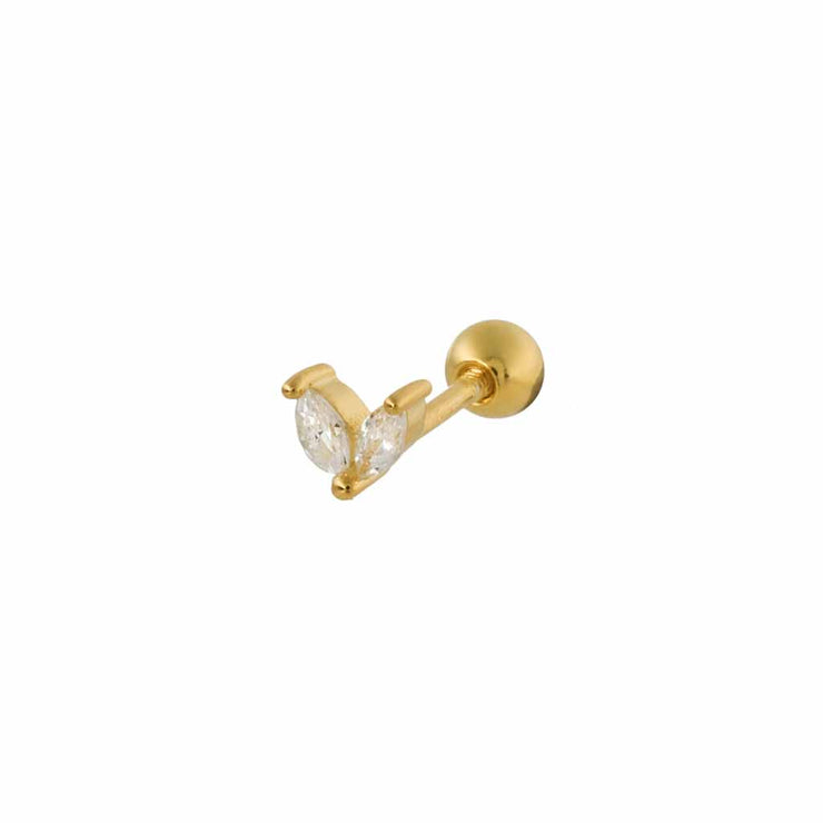 Little Twin CZ Barbell in Gold