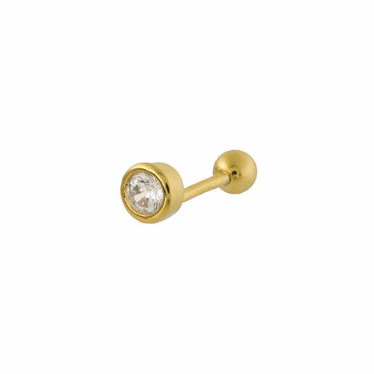 4mm Round CZ Barbell in Gold