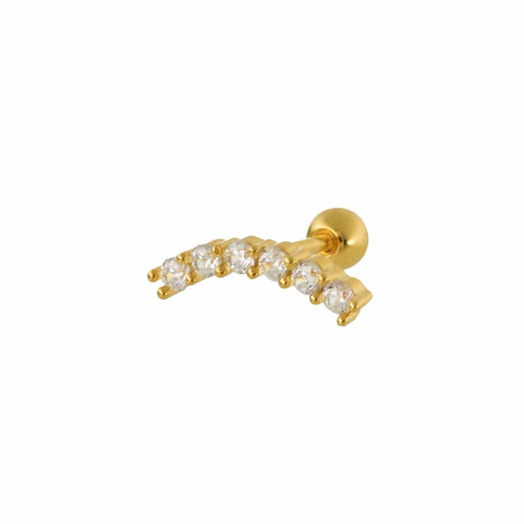 Curved CZ Barbell in Gold