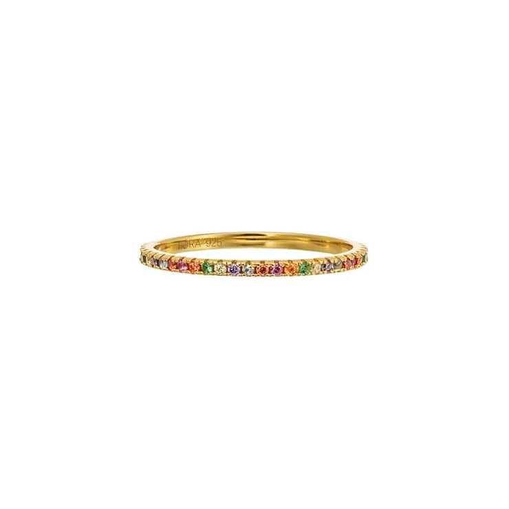 Rainbow Delicate Gold Band Ring