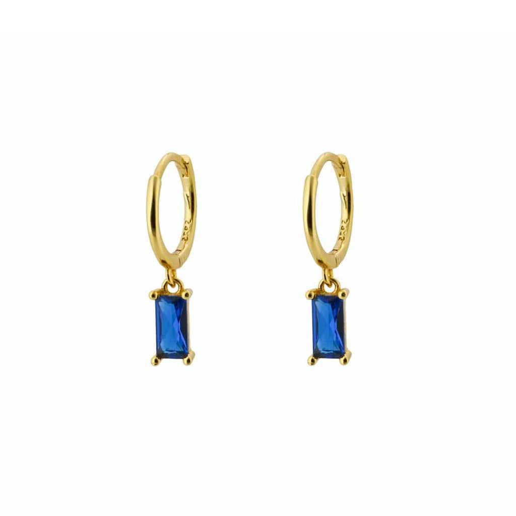 The Lov Blue CZ Dangle Hoop Huggies