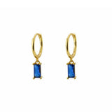 The Lov Blue CZ Dangle Hoop Huggies