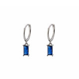 The Lov Blue CZ Dangle Hoop Huggies