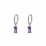 The Lov Purple CZ Silver Dangle Hoop Huggies