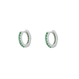 Eternity Emerald Cz Huggie Hoop- Sterling Silver