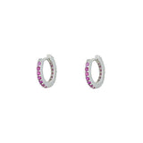 Eternity Ruby Cz Huggie Hoops-Sterling Silver
