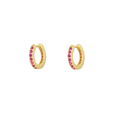 Eternity Ruby Cz Huggie Hoop-Gold Plated Sterling Silver