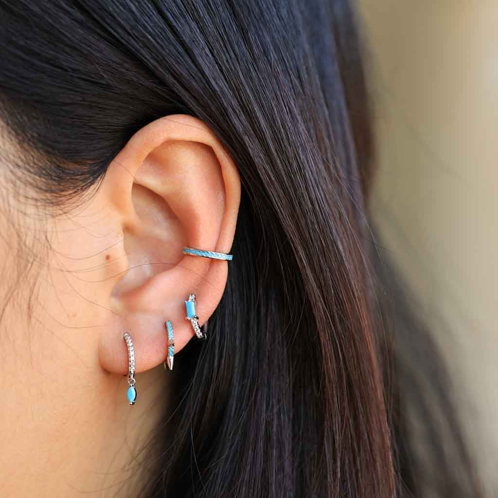Shiny Marquise Turquoise Dangle Hoop