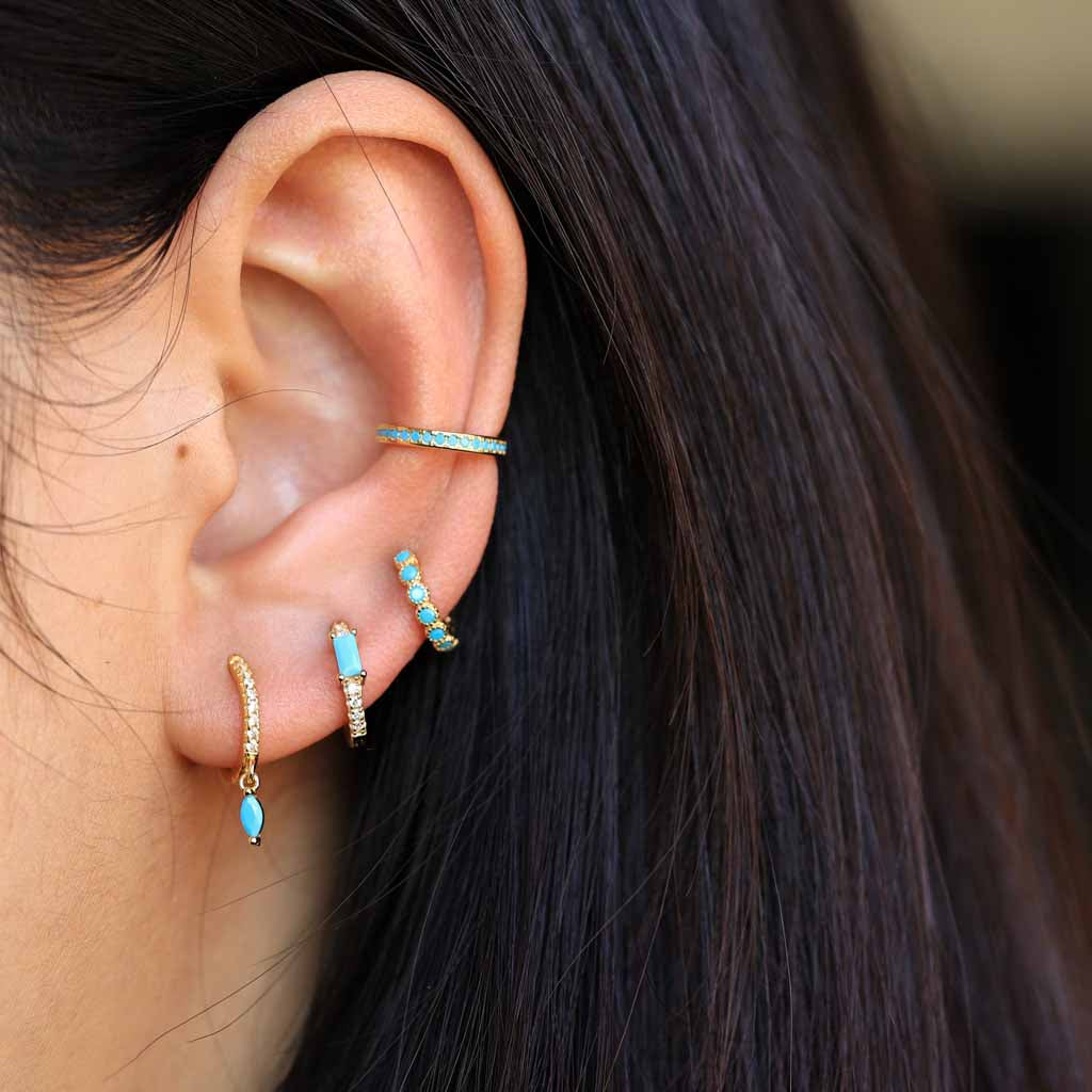 Shiny Turquoise Gold Earcuff