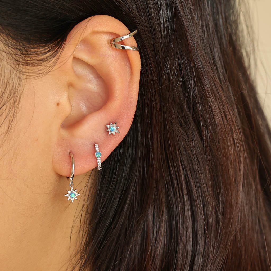 Olsta Opal Silver Dangle Hoop