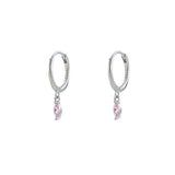 Prye Pink CZ Dangle Hoop Huggies