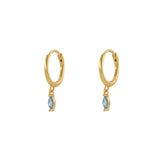 Prye Aquamarine CZ Gold Dangle Hoop Huggies