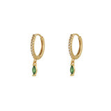 Shiny Marquise Emerald Dangle Hoop