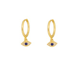 Evil Eye Gold Dangle Hoop