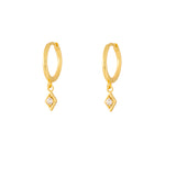 Rectangle White Gold Dangle Hoop