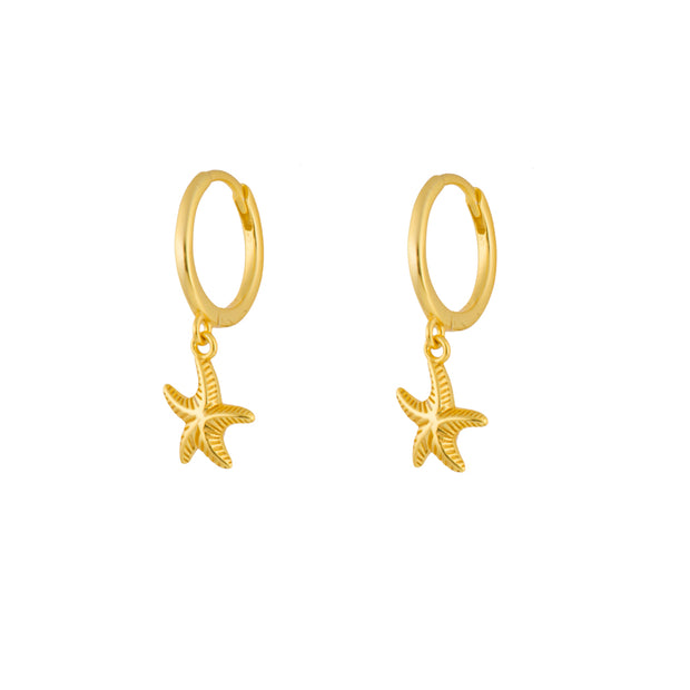 Starfish Gold Dangle Hoop Huggies
