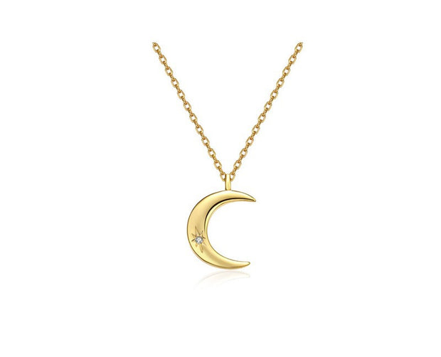 Star on Moon Gold Necklace