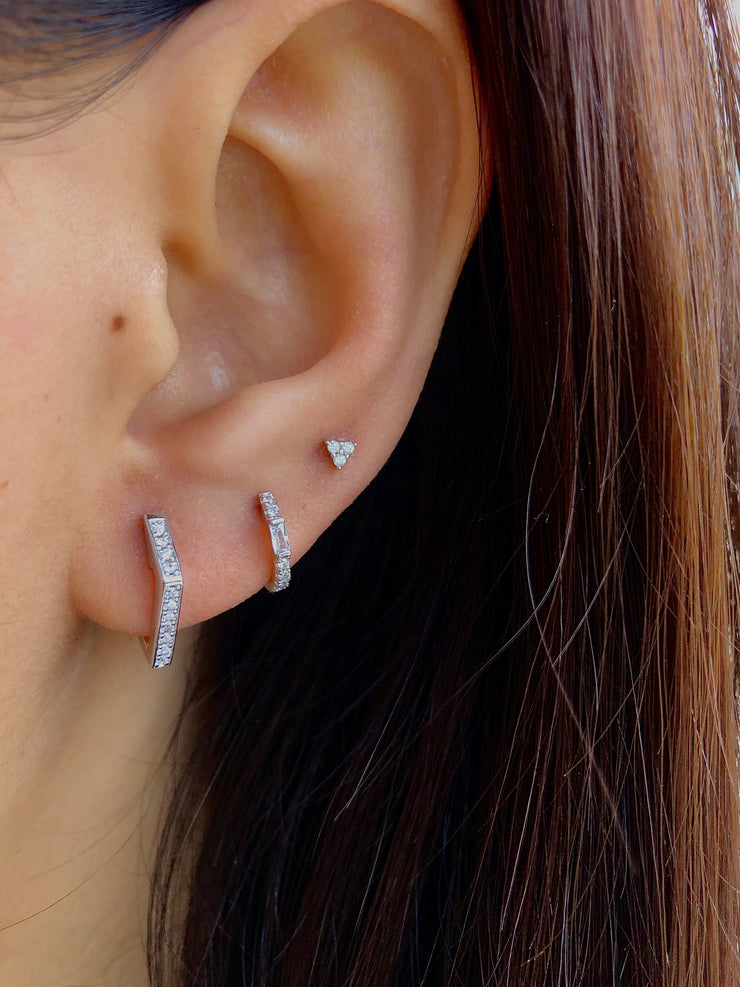 Triangle  Cz Silver Stud Earrings
