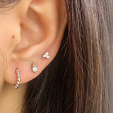 White Triple Silver Stud Earring