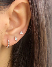 White Triple Silver Stud Earring