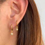 Rectangle White Gold Dangle Hoop