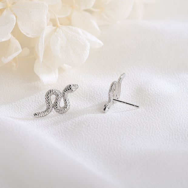 Crav Snake Silver Stud Earrings