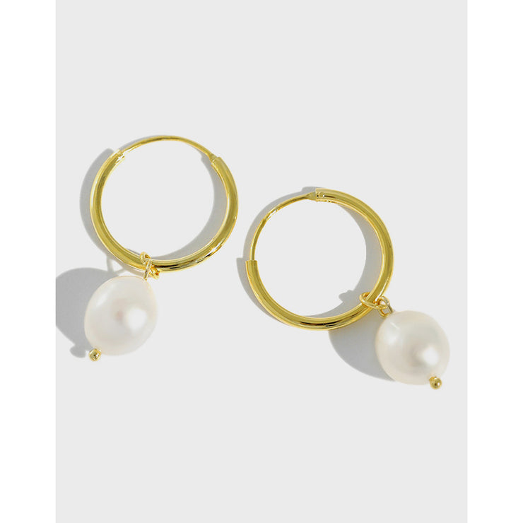 Hoop With Pearl Gold