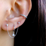 Three Claw Zirconia Silver Dangle Hoop Huggies