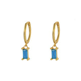 The Lov Turquoise CZ Dangle Hoop Huggies
