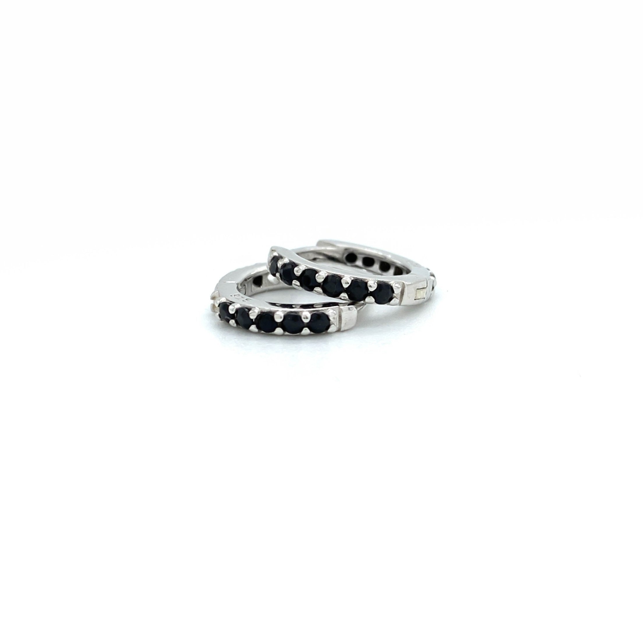 Eternity Jet Black CZ Huggie Hoops-Sterling Silver