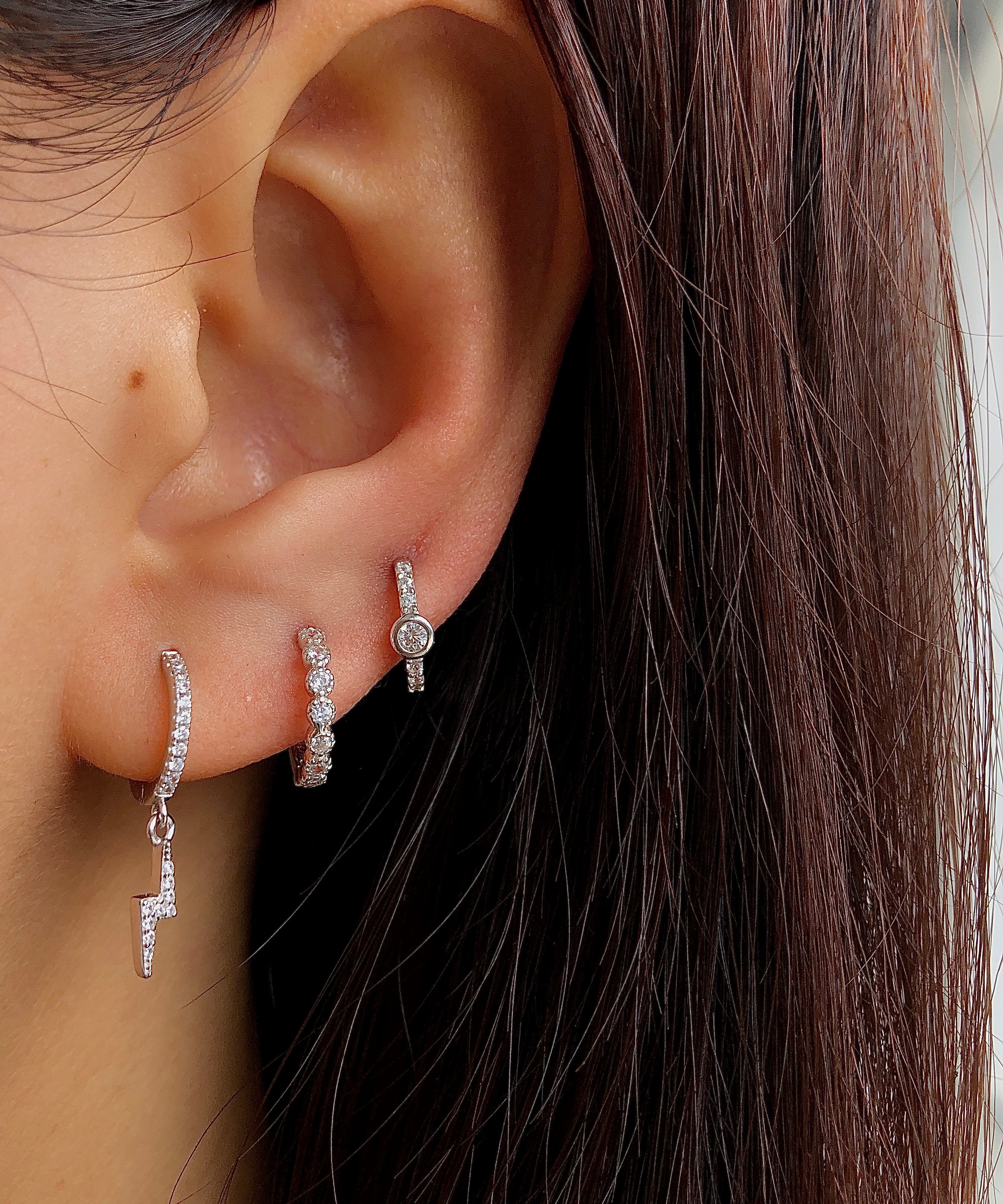 Rounded CZ Silver Huggies