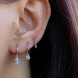 8mm Beaded Silver Huggie