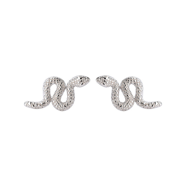 Crav Snake Silver Stud Earrings