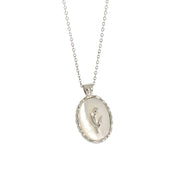 Tulip On Shell Silver Coin Necklace