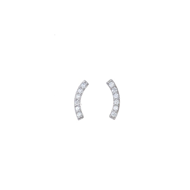Arc with CZ Silver Stud Earrings