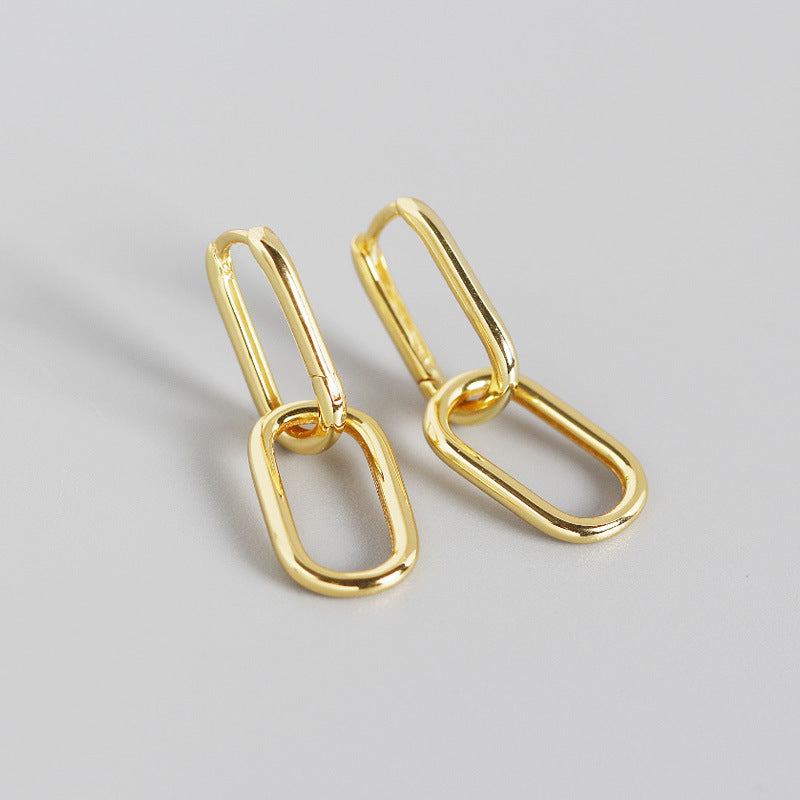 Double Oval Gold Stylish Hoop
