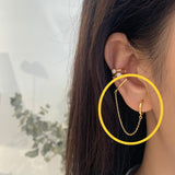 Gold Litt  Plain Hoop With Chain  Earcuff
