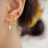Rhombus Gold Dangle Hoop