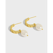 Chain Pearl Gold Earrings