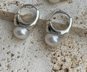 Plain Pearl Silver Earrings