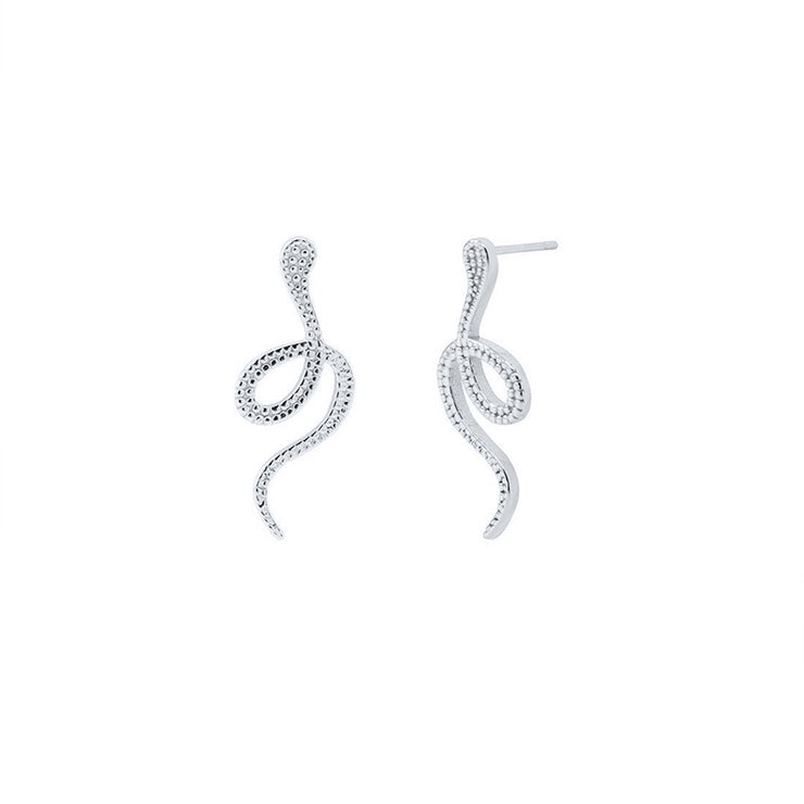 Stylish Snake Silver Stud Earrings