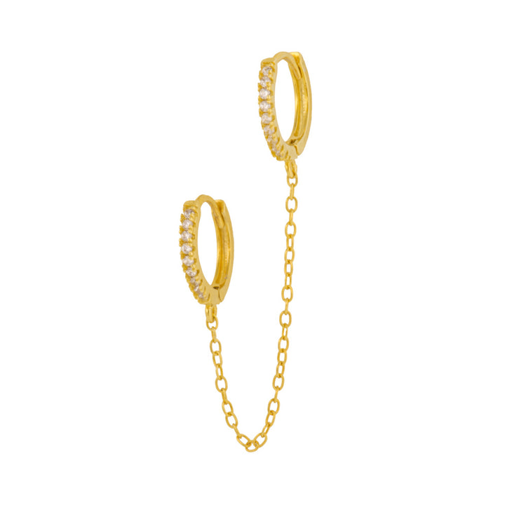 Double Shining Gold Dangle Hoop – Fora Jewellery