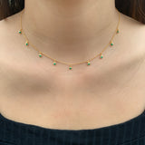 Green CZ Gold Choker Necklace