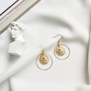 Sun Face Gold Earrings