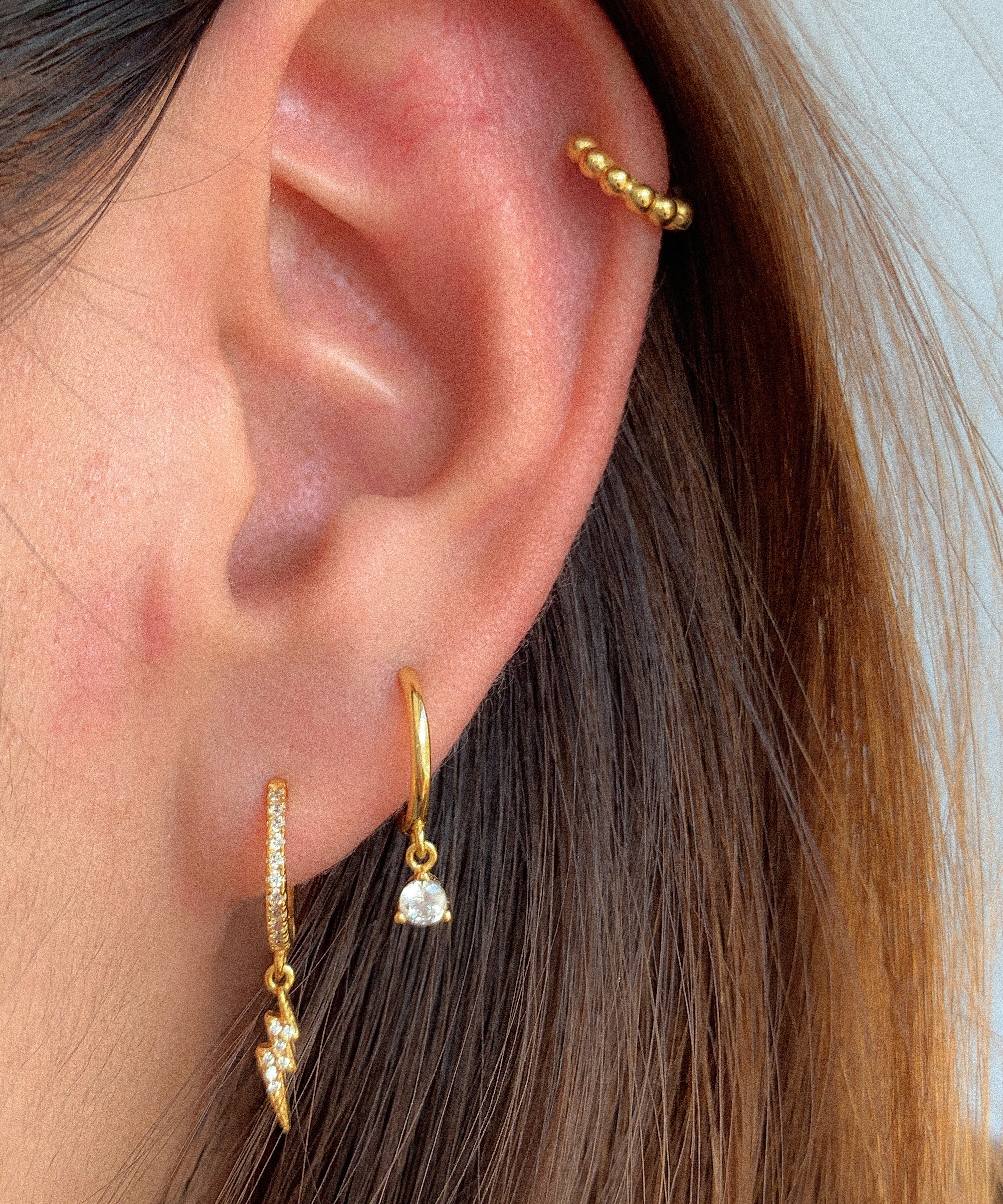 Three Claw CZ Dangle Hoop Huggies
