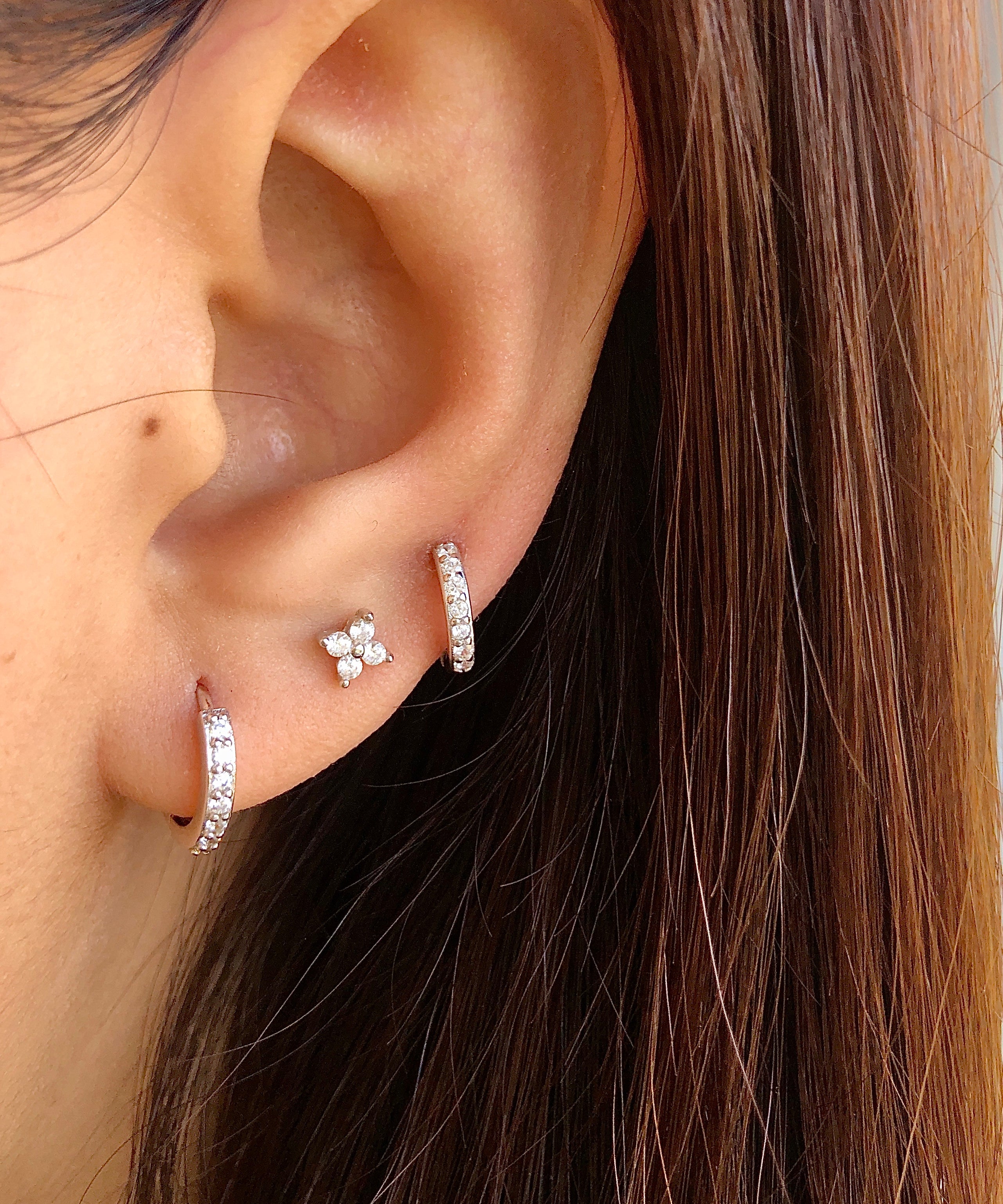 Floe CZ Silver Stud Earrings